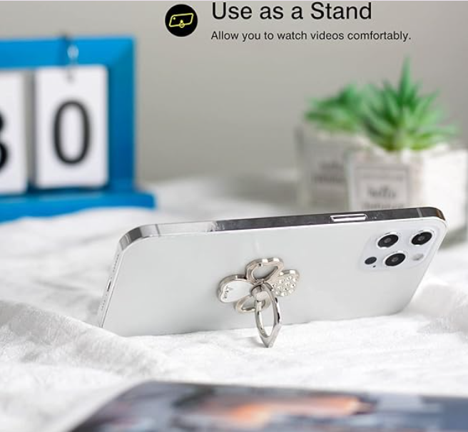 Diamond-Studded Four-Leaf Clover Phone Holder